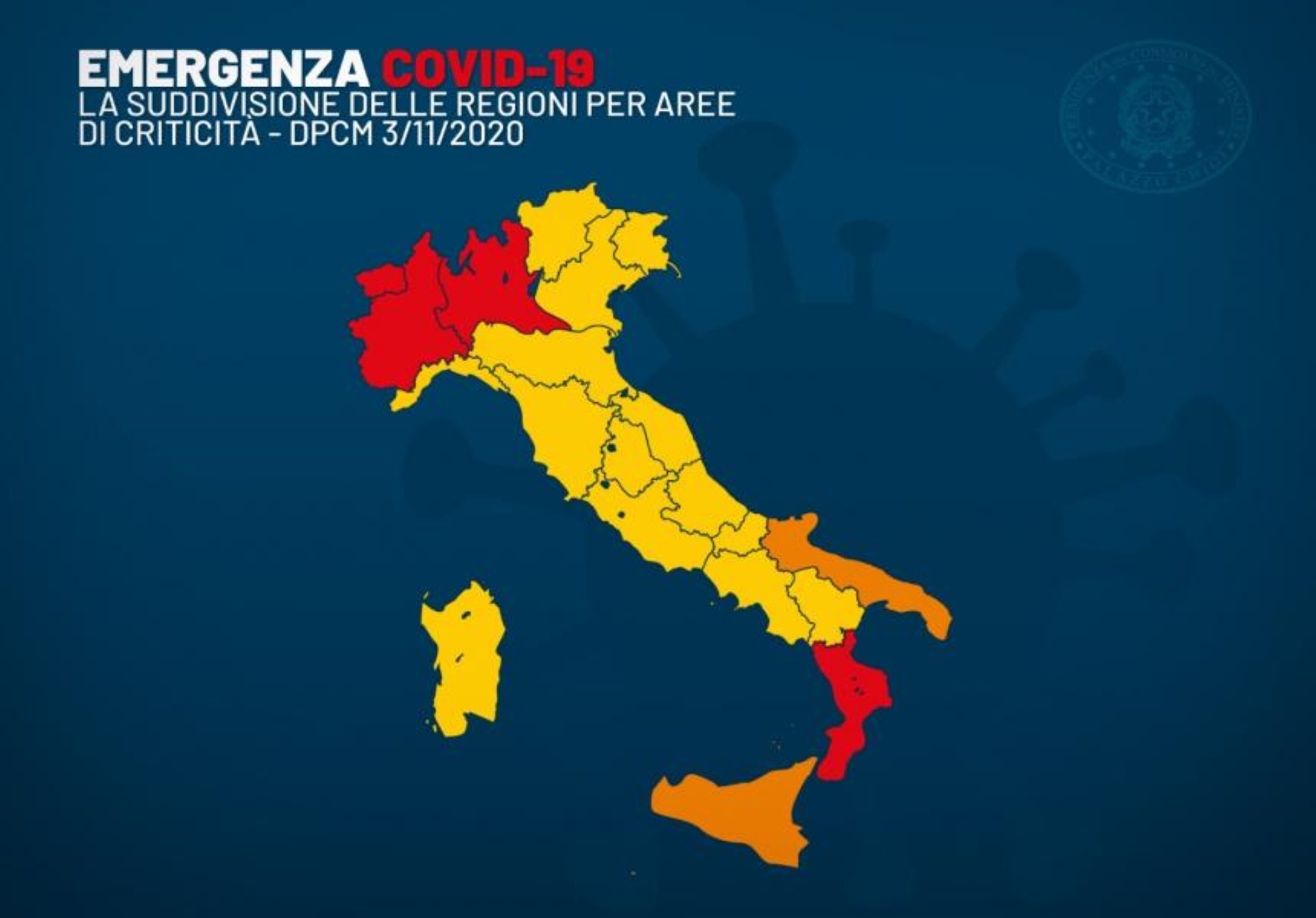 cartina dell'italia suddivisa nelle tre aree 