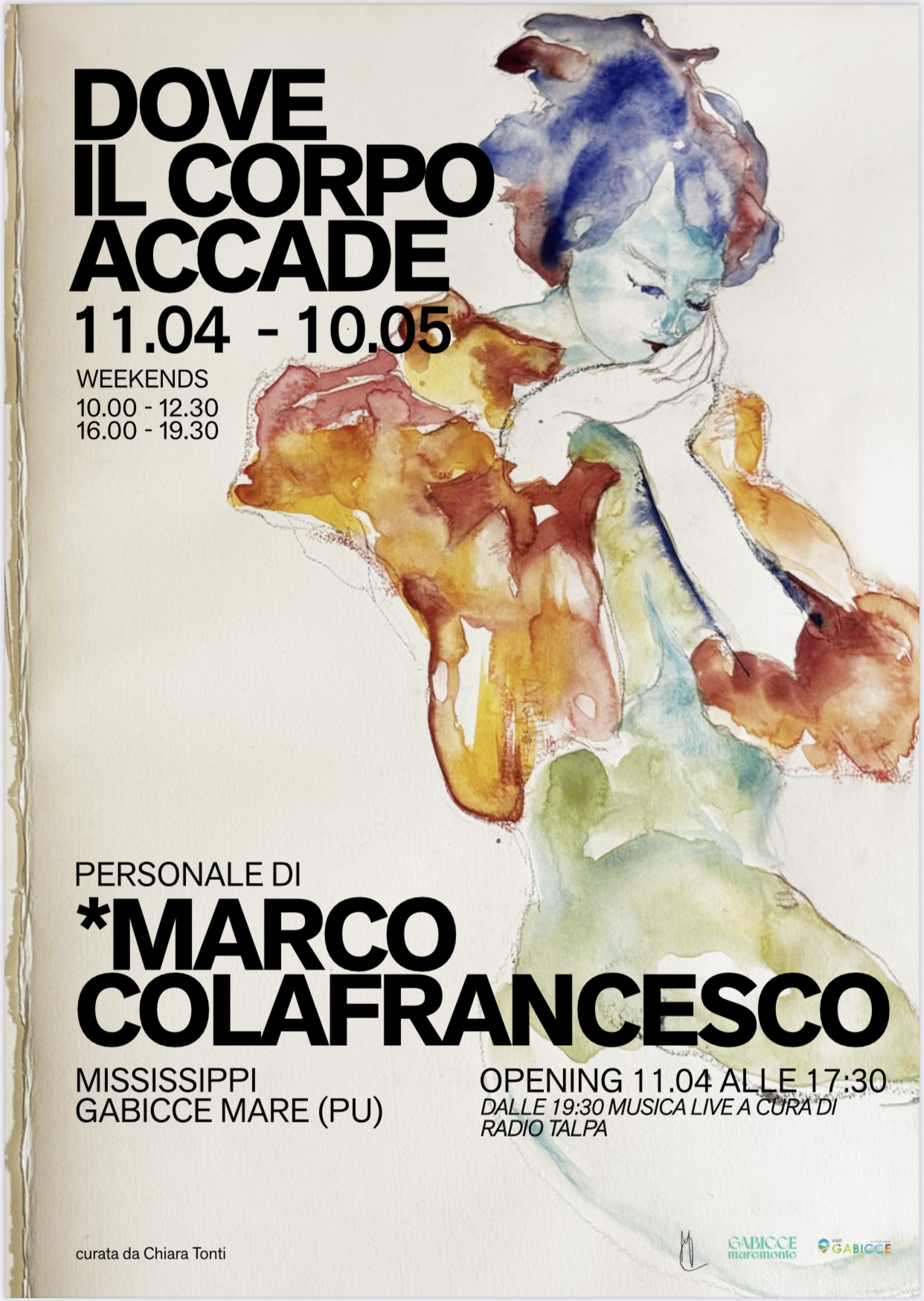 Locandina mostra "Dove il corpo accade"